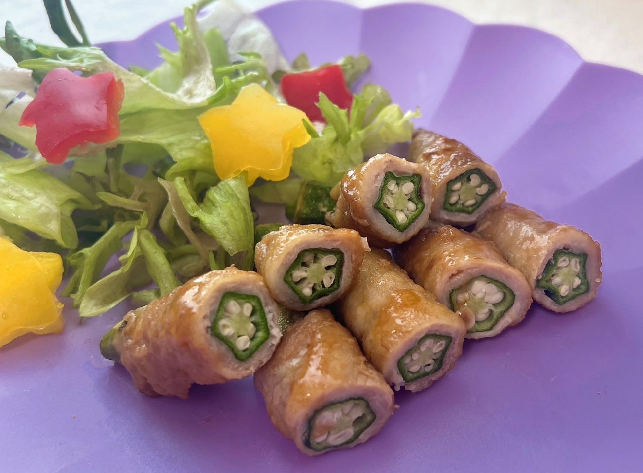 七夕！星形オクラの肉巻